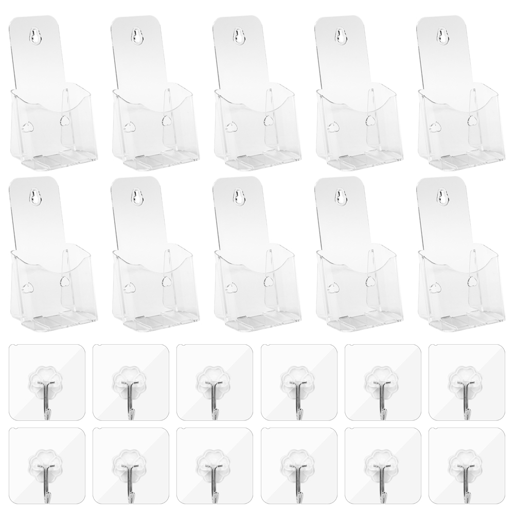 10 Pack 4 inch Wide Acrylic Brochure Holders for Pamphlets, Cards, Brochures, Magazines