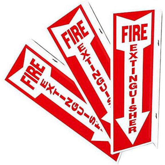 (10 Pack) 4" x 12" Rigid Plastic Fire Extinguisher Signs on a 90 Degree Angle$$Safety & Emergency