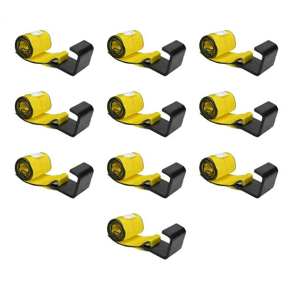 (10 Pack) 4" x 5' Roll Off Container Yellow Winch Strap w/ Large Flat Hook for Roll Off Truck, 5,400 lbs Working Load Limit