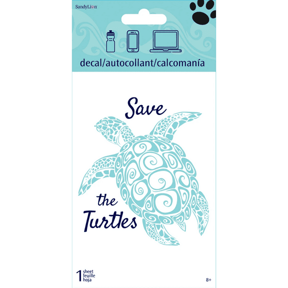 10 Pack 4 in x 8 in Save the Turtles Decal, Adhesive, Ocean, Land Turtle Design, Perfect for Laptops, Bottles, Journals, Notebooks, Any Surface, Show Support for Animal Welfare, Conservation, Bulk