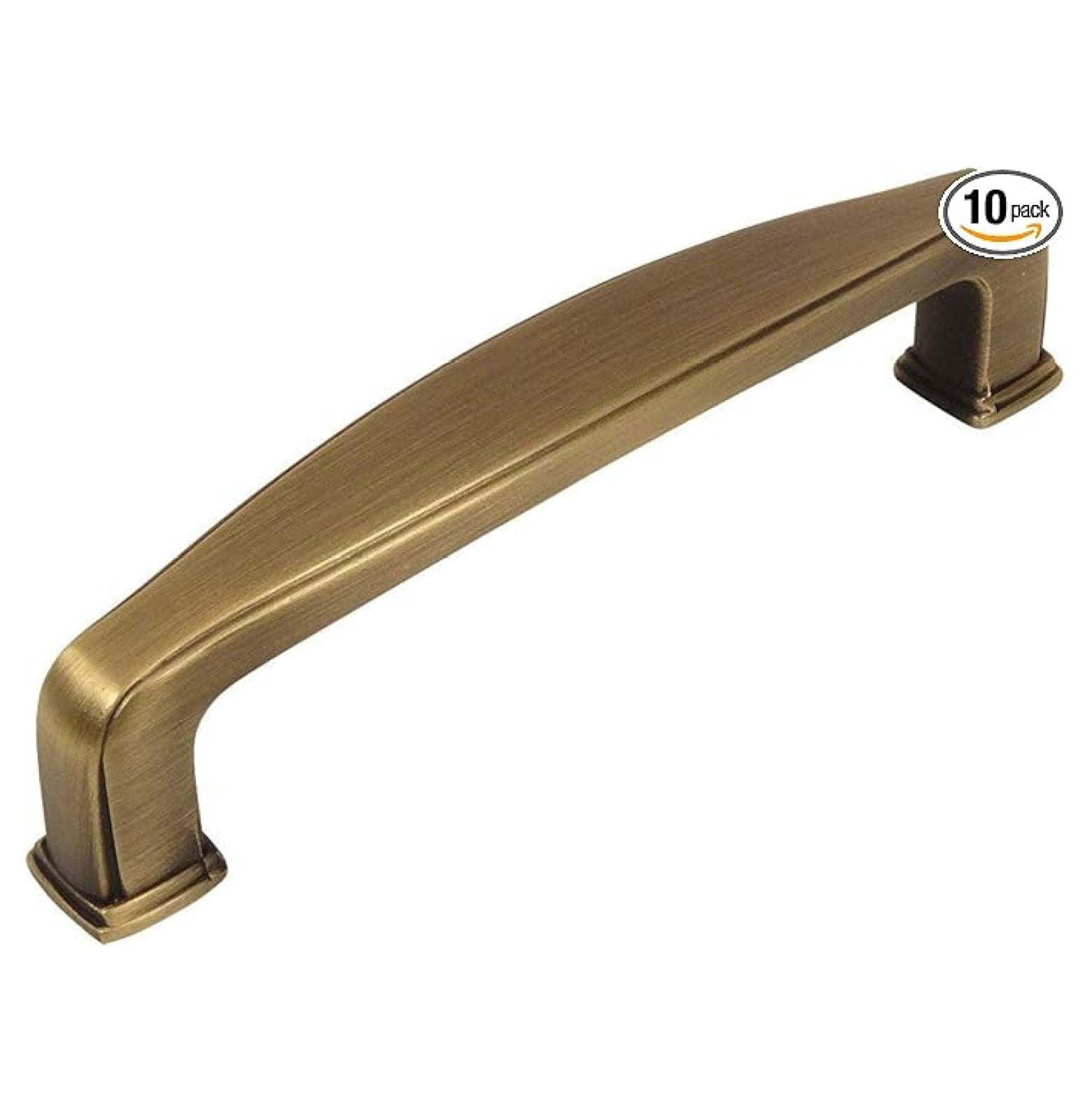 10 Pack 4389BAB Brushed Antique Brass Modern Cabinet Handle Pull - 3" Inch (76mm) Hole Centers