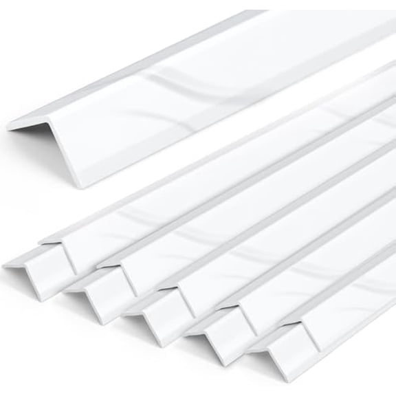 10 Pack 48 Inch Trim Kit in Carrara Marble, Marble Tile Edge L Shaped Trim Wall Corner Protector Guards Ease Install for 5mm Fence Wall Tiles Fence Boards Door Countertop Furniture Cabinet