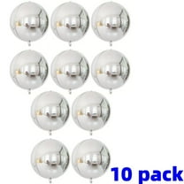 10 Pack 4D Round Silver Aluminum Foil Balloons kit -22 Inches, Reflective Balloons - Suitable for Birthday, Party, Valentine's Day, Family Wedding Party Decoration