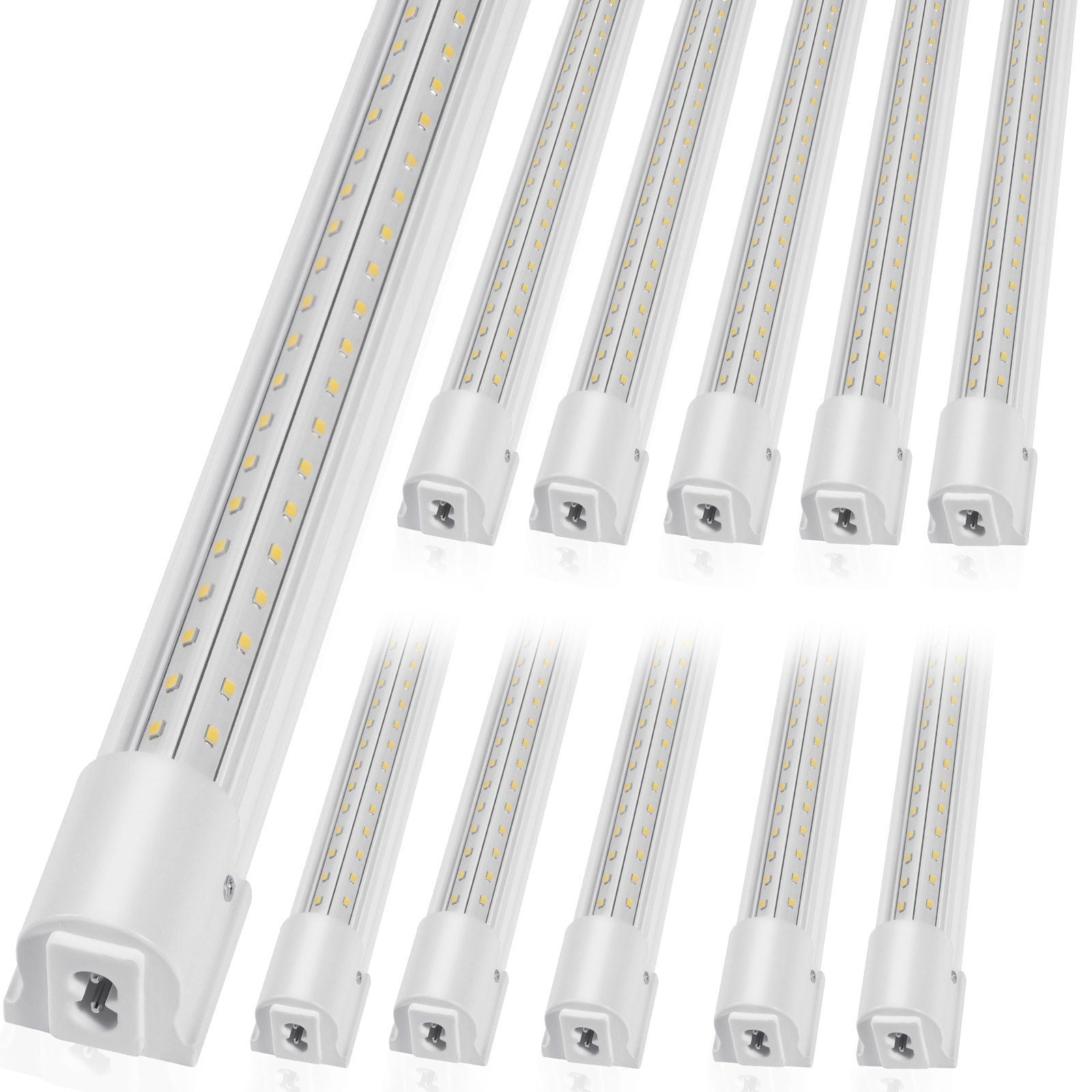 10 Pack 4FT 40W LED Shop Light Linkable Fixture 6500LM Ceiling Light with 59in Power Cord 48in Connector Cable ON OFF Switch for Garage Warehouse Home Workshop Office