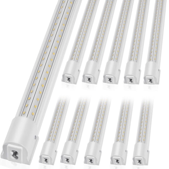 10 Pack 4FT 40W LED Shop Light Linkable Fixture 6500LM Ceiling Light with 59in Power Cord 48in Connector Cable ON OFF Switch for Garage Warehouse Home Workshop Office