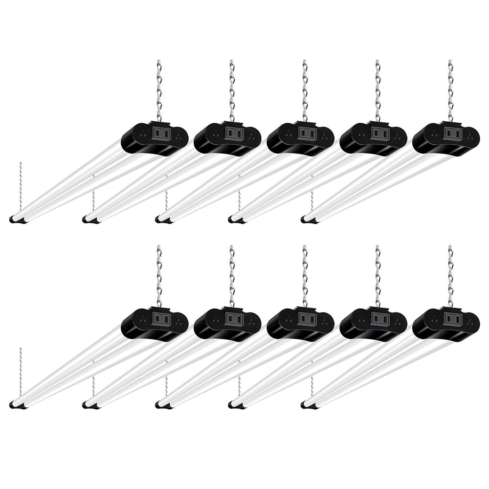 10-Pack Black LED Linkable 4FT Shop Light Fixture