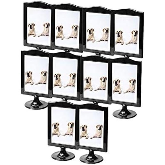 10 Pack 4x6 Black Double Sided Picture Frame Bulk,Self Standing Photo Frame, Vertical Stand Frame Sign Display Holder with Inserts and Base,Menu Holders,Price Tag,Culture Card
