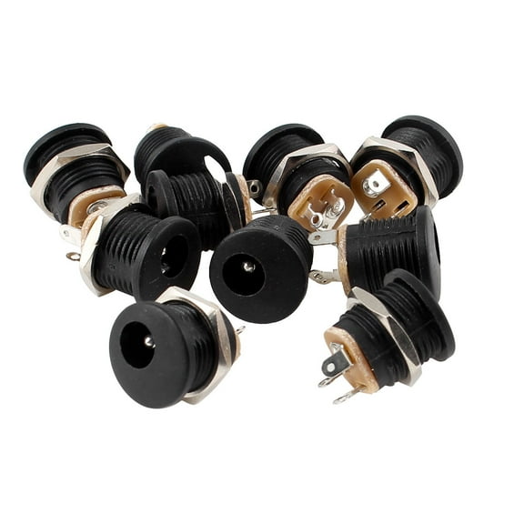 10 Pack 5.5 x 2.1mm DC Power Jack Adapter PCB Mount 3 Pin DC Power Panel Mount Jack Socket Connector