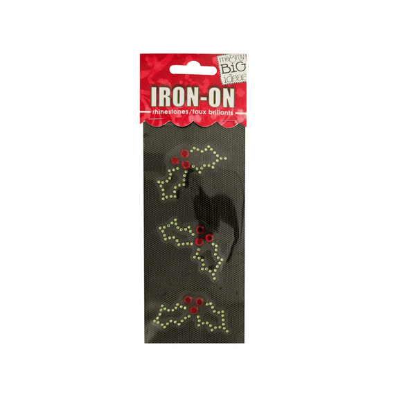 10 Pack 5.5 in x 2.5 in Rhinestone Iron On Transfer, DIY Fabric Embellishment, Easy Peel Stick, Iron Application, Sparkling Design for Clothing, Holiday Gifts, Shirts, Tote Bags, Bulk, Green, Red