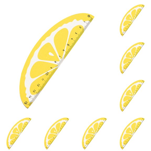 10-Pack 5.9" Fruit-Shaped Wooden Rulers, 15cm Measuring Rulers with Smooth Edge for Sch'ool, Classroom & Arts, Lemon Design, by Lvgun