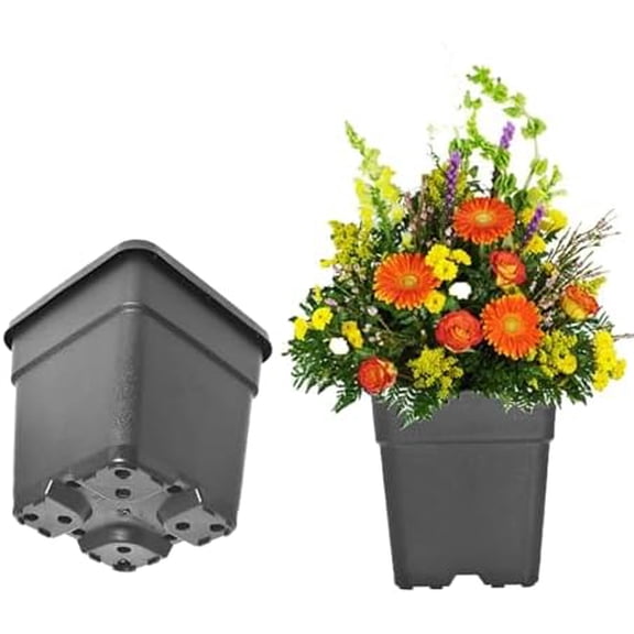10 Pack 5 Gallon Plastic Garden Plant Nursery Pot Square Black Injection Molding Nursery Pot for Indoor or Outdoor$$Garden & Patio