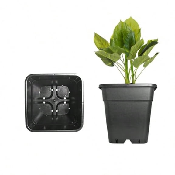 10 Pack 5 Gallon Plastic Planters Pots Square Black Injection Molding Nursery Pot For Outdoor Indoor Large Plants Trees