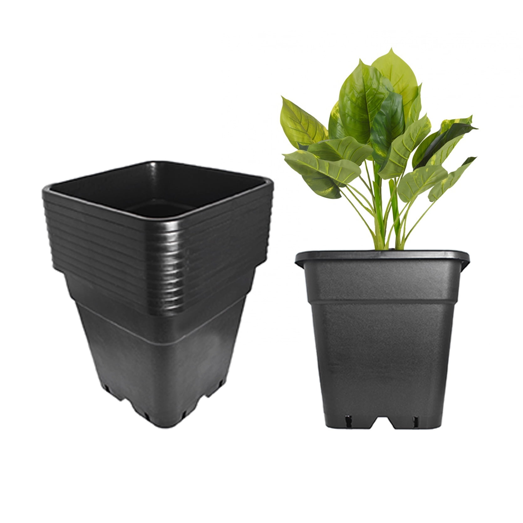 10-Pack 5 Gallon Square Nursery Pots | Heavy Duty Reusable Gallon Planters,Space-Saving Eco-Friendly Gardening & Indoor,Outdoor Planting Solution!