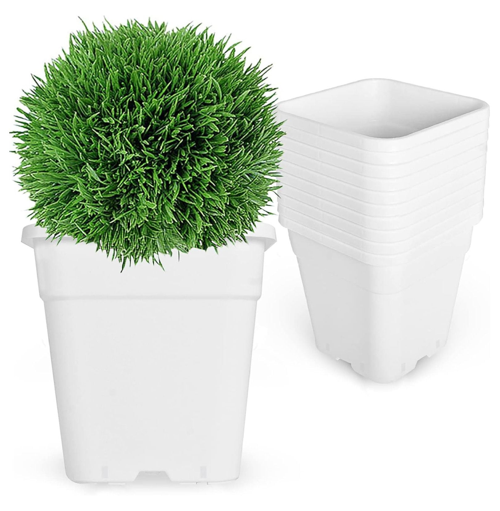 10-Pack 5 Gallon Square Planter Nursery Pots, Flower Plant Container Injection Molded Plastic Pots Gardening, , White, Does Not Apply, Square-5Gallon-10pcs