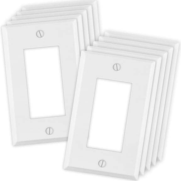 10 Pack 5-Gang White Metal Rocker Switch Cover  Standard Size Wall Plate for GFCI, Dimmer, or Decorator Outlets  Painted Finish  Corrosion Resistant  Unbreakable Metal Construction