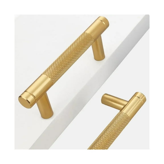 10 Pack 5 Inch 128 mm Bar Cabinet Pulls Gold and Black Knurled Handles for Brushed Gold Drawer Pulls Cupboard Aluminum Handles