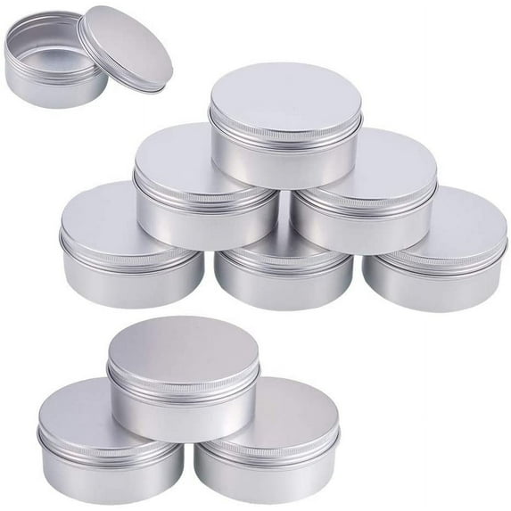 10 Pack 5 OZ Tin Cans Screw Top Round Aluminum Cans Screw Lid Containers - Great for Store Spices Candies Tea or Gift Giving (Platinum)
