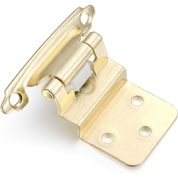 10 Pack (5 Pair) 3/8" Inset Gold (Brass) Nickel Self Closing Cabinet Hinges for Offset Kitchen Cabinet Door, Face Frame Semi Concealed Kitchen Cabinet Hinges