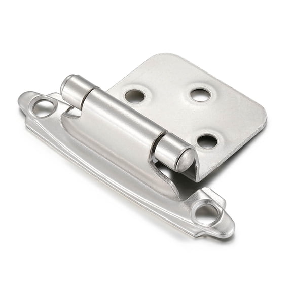 10 Pack (5 Pair) Brushed Satin Nickel Self Closing Cabinet Hinges for Flush Mount Kitchen Cabinet Door, 1/2" Overlay (Variable) Face Frame Semi Concealed Kitchen Cabinet Hinges