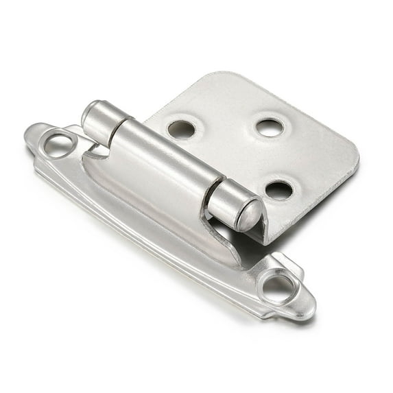 10 Pack (5 Pair) Brushed Satin Nickel Self Closing Cabinet Hinges for Flush Mount Kitchen Cabinet Door, 1/2" Overlay (Variable) Face Frame Semi Concealed Kitchen Cabinet Hinges