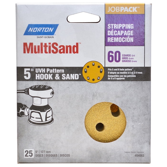 10-Pack of 5” x 5 & 8 Hole Norton 04063 Yellow Hook & Sand Combo 5 & 8 ...