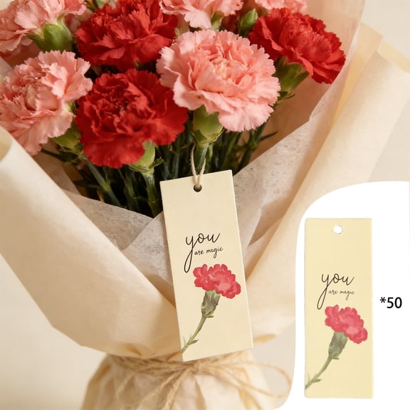 10 Pack 50 Pcs Carnation Hang Tags For Mom's Day Gift Decoration festival decorations
