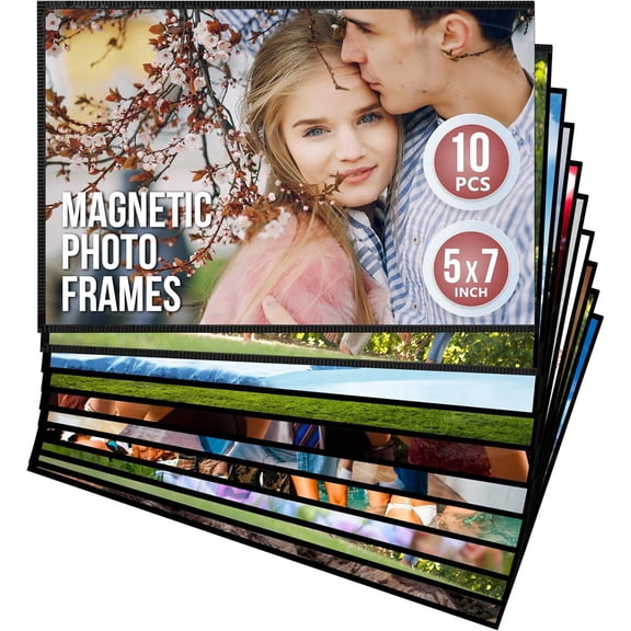 10 Pack 5x7 Magnetic Picture Frames for Refrigerator - Magnet Picture Frames for Fridge - Magnetic Photo Sleeves - Magnetic Photo Frames - Magnetic Picture Holder - Locker Magnet Frames