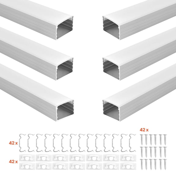 10-Pack 6.6 ft U Shape LED Aluminum Channel, Milky Cover, End Caps & Clips, Easy Install for Under Cabinet Ceiling Coves