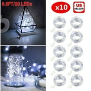 10 Pack 6.6ft 20 LEDs Battery Operated Mini LED Copper Wire String Fairy Lights