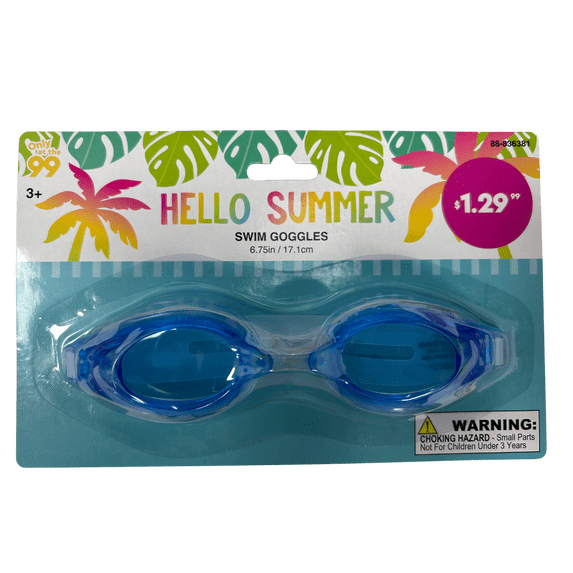 10 Pack 6.75 in Adult Swim Goggles, Adjustable Strap for Secure Fit, Sleek Design, Comfortable, Reliable, Superior Underwater Visibility, Ideal for Lap Swimming, Training, Pool, Triathlon, Bulk, Blue
