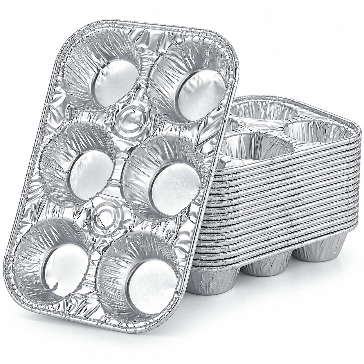10 Pack 6-Cup Disposable Aluminum Muffin Pans, Standard Size Cupcake ...