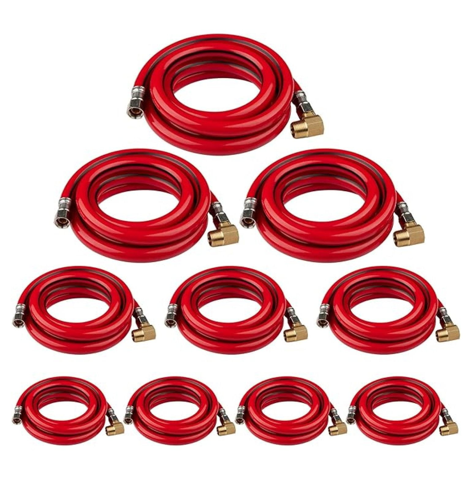10-Pack 6 Feet Red PVC Dishwasher Hose, 3/8" Comp x 3/8" Comp Water Supply Line, with Attached 90 Degree 3/8" MIP Elbow (6 Ft)