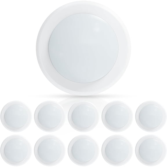 10 Pack 6" LED Disk Light, Dimmable Flush Mount Ceiling Downlight, 16.5W 1000Lm, 5000K Daylight, LED Disc Light Installs into J-Box or Recessed Can, ETL & FCC Listed