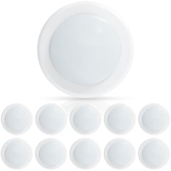 10 Pack 6" LED Disk Light, Dimmable Flush Mount Ceiling Downlight, 16.5W 1000Lm, 5000K Daylight, LED Disc Light Installs into J-Box or Recessed Can, ETL & FCC Listed$$Tools & Hardware Other