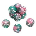 thumbnail image 1 of 10 Pack 6 Sided Standard Dice, 2 Colors Acrylic D6 Mini Polyhedral Pearl Pattern Game Dice Set for Table Games or Math Learning, Green and Pink/White Point, 1 of 6