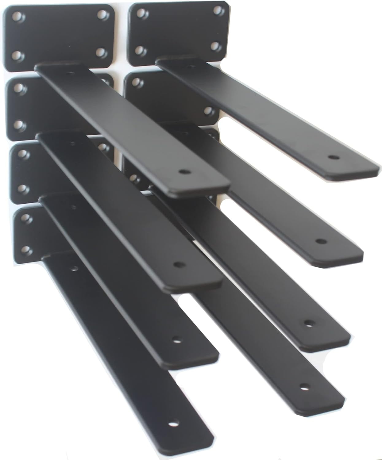 10 Pack - 6 inch Black Hidden L Shelf Bracket (1/5 Inch Thicked) Iron Floating Shelf Brackets Rustic Industrial Metal Brackets for Shelf Support