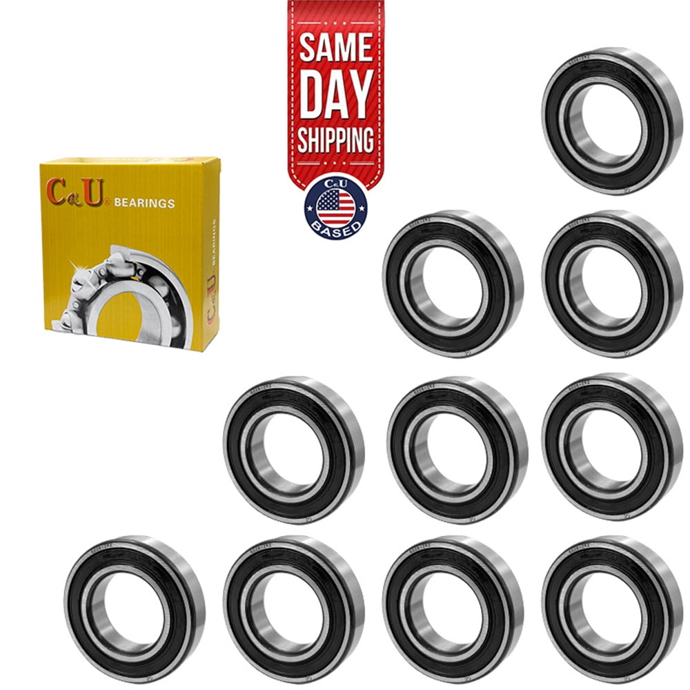 CKU Deep Groove Ball Bearings 6006-2RS Double Rubber Sealed Pre-Lubricated Chrome Steel 10-Pack 30x55x13mm