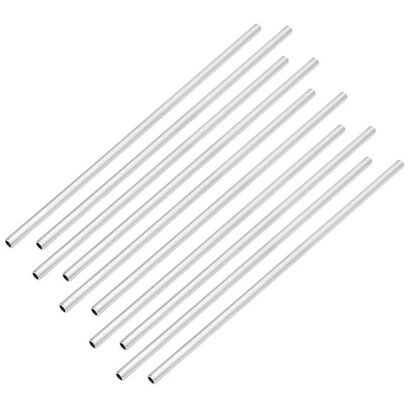 10 Pack 6063 Aluminum Tube 11.8"L x 1/4"OD Seamless Metal Pipe Platinum Round Pipe for DIY Projects Industrial Use & Home Decoration