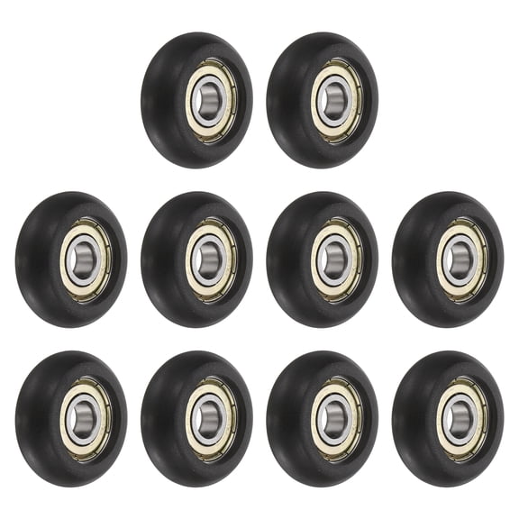 10 Pack 608ZZ Ball Bearing Nylon Guide Pulley Roller Round Wheel8x32x12mm Metal Shielded (GCr15) Chrome Steel Bearings, Black