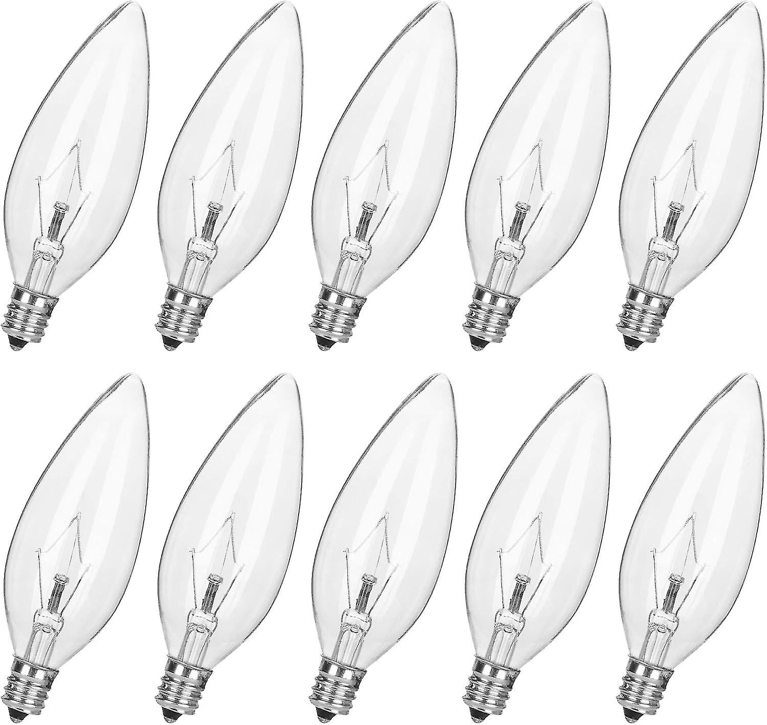 10 Pack 60W 120V E12 Base B10 CTC Incandescent Clear Light Bulbs,Transparent Candle Light Bulbs for-yuyu