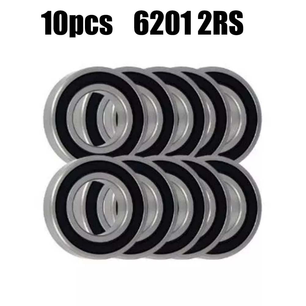 10 Pack 6201 2RS Rubber Seal Heavy Duty Long Lasting Motor Bearings 12x32x10mm