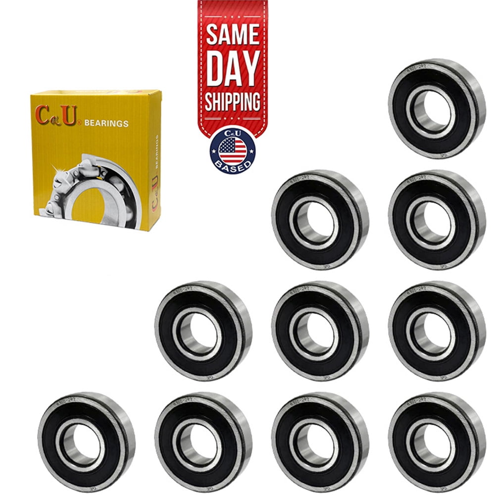 CKU Deep Groove Ball Bearings 6305-2RS Double 2RS Rubber Sealed Pre-Lubricated Chrome Steel 10-Pack 25x62x17mm
