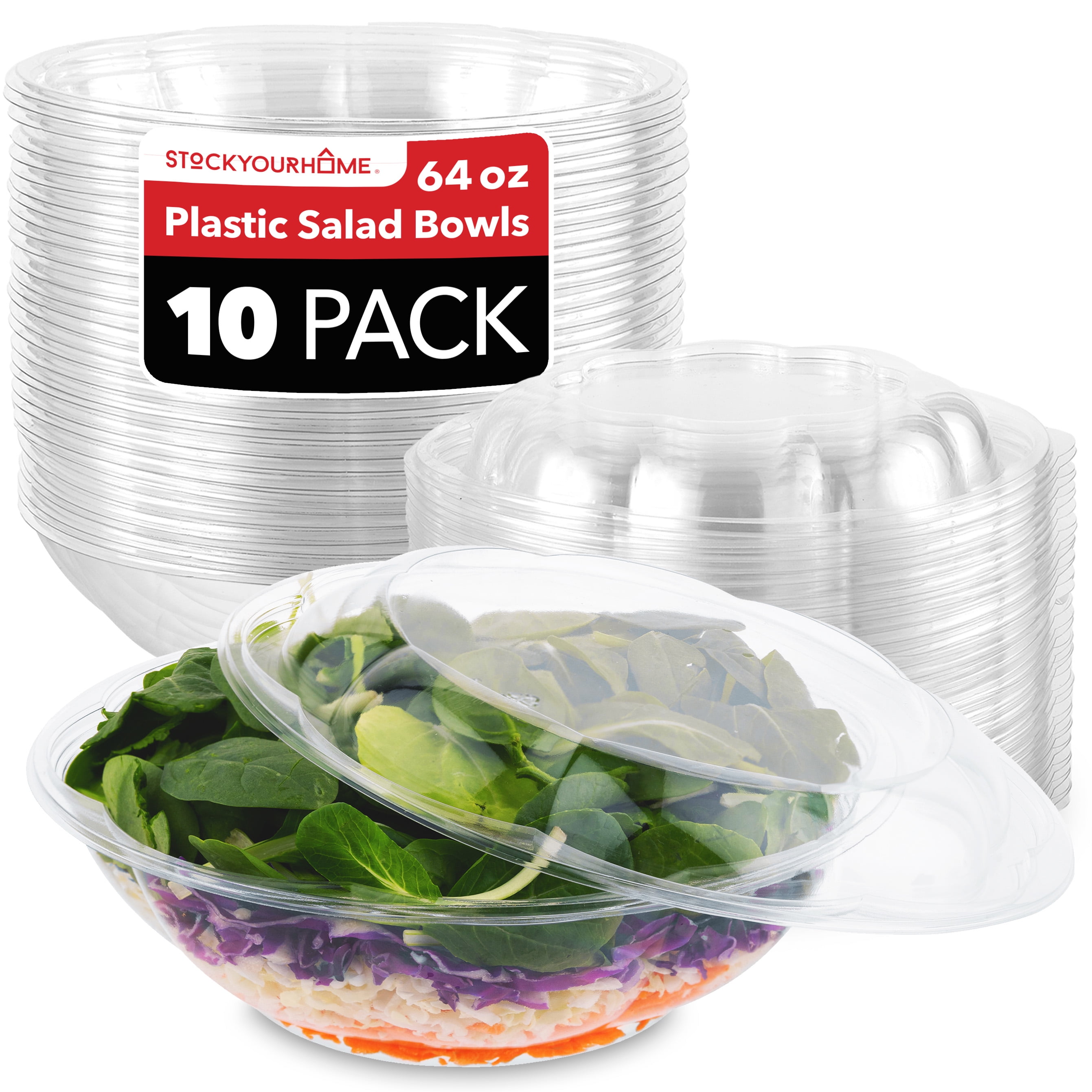 Nicole Home Collection 90 Count Plastic Salad Bowls with Hinged lids, 84  Oz. (90 sets) To-Go Disposable Containers