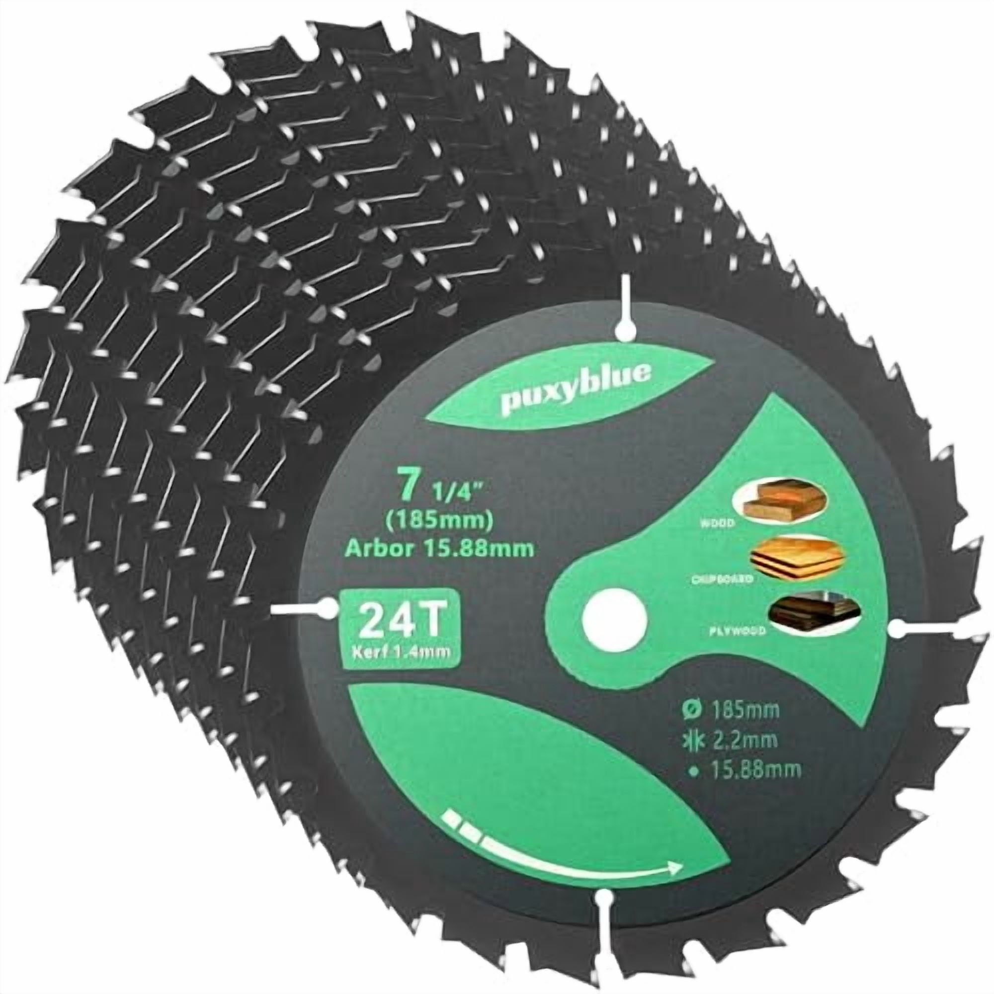 3-Pack 6-1/2" 24T Circular Saw Blades – Fine Finish For Wood, Laminate, MDF & More