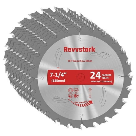 10 Pack 7-1/4-inch Circular Saw Blades 24 Tooth, Carbide Tipped Teeth, TCT Saw Blades with 5/8” Arbor, Circular Saw Blade Set for Cutting Various Wood, Plastic and Composite Materials