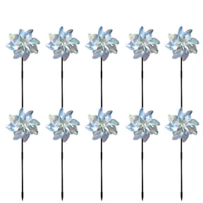 10 Pack 7.1in Reflective Bird Repellent Pinwheels for Yard and Garden, Silver dot 8-Blade Reflective Windmill, Outdoor Bird Deterrent, High Reflective Effect for Yard, Balcony, Garden, Scare Birds