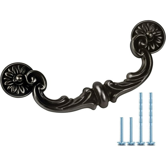 10-Pack 7.3" Long Large Foldable Bail Pulls, Drawer Pulls, Cabinet Hardware in Antique Black Bronze Finish, 6" Hole Center (150mm)