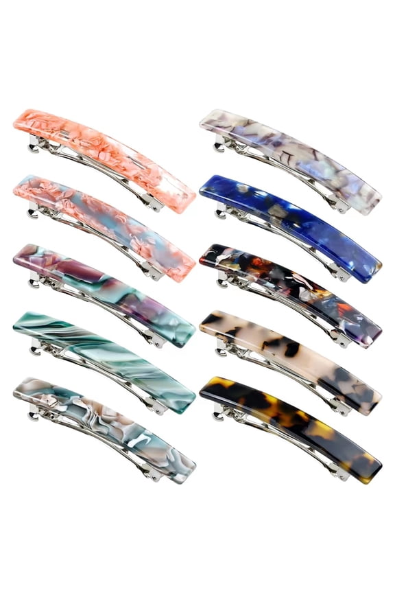 10 Pack 7.5cm/3" Vintage Tortoise Shell Acetate French Hair Barrettes Automatic Spring Clips Hair Pins Accessories for Women Girls Thin Thick Hair