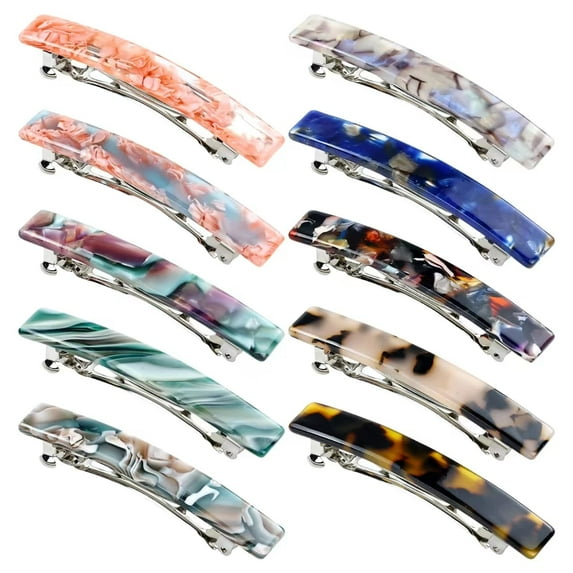 10 Pack 7.5cm/3" Vintage Tortoise Shell Acetate French Hair Barrettes Automatic Spring Clips Hair Pins Accessories for Women Girls Thin Thick Hair
