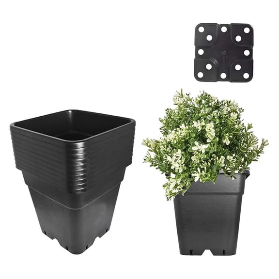 10-Pack 7 Gallon Square Plant Pot Grow Pots Black Container (7 Gallon)